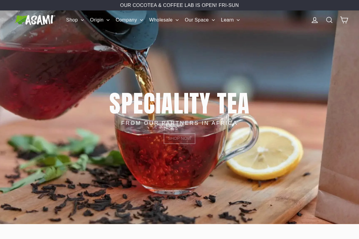 Asami Tea Shop homepage screenshot