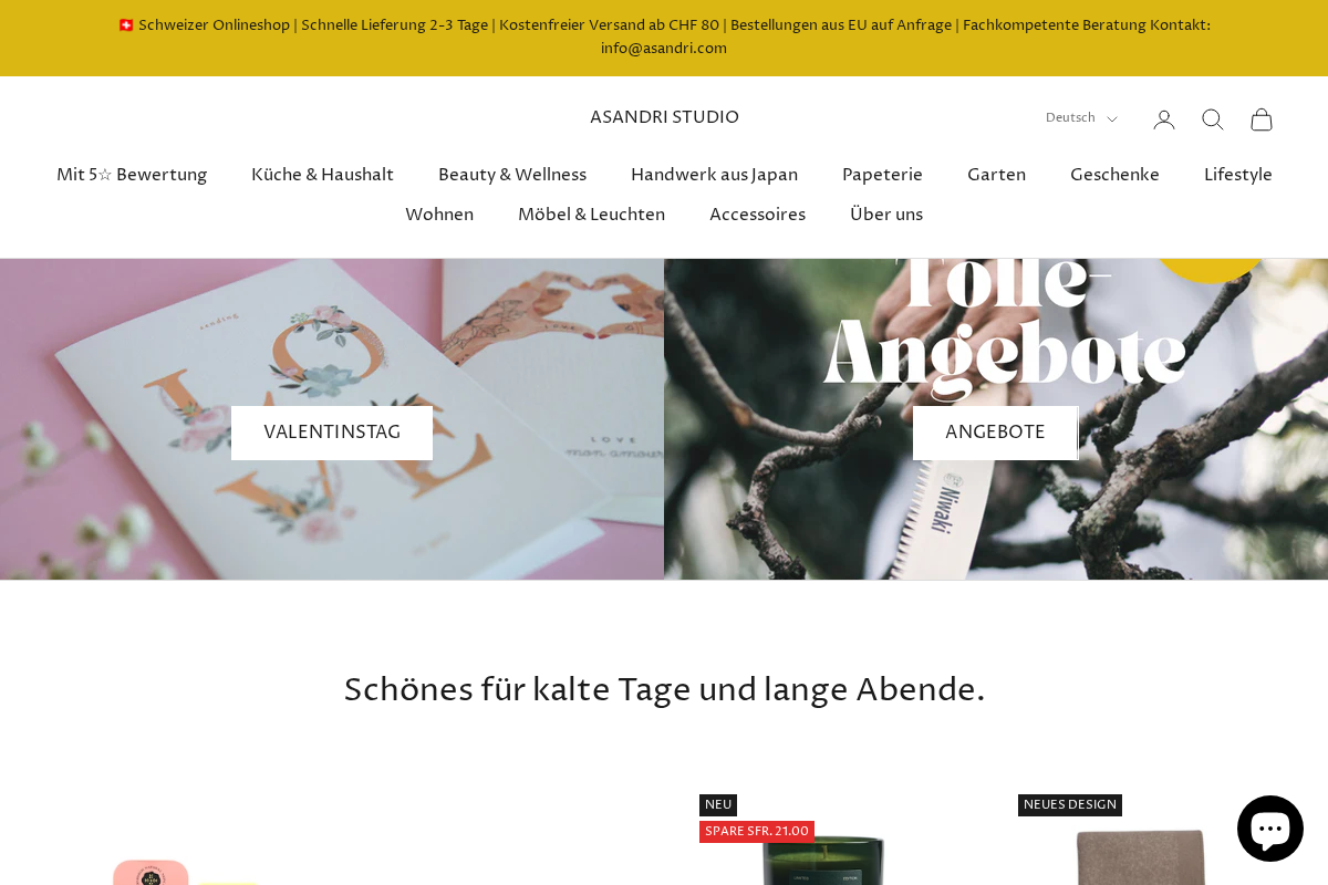 ASANDRI STUDIO – Design Conceptstore homepage screenshot