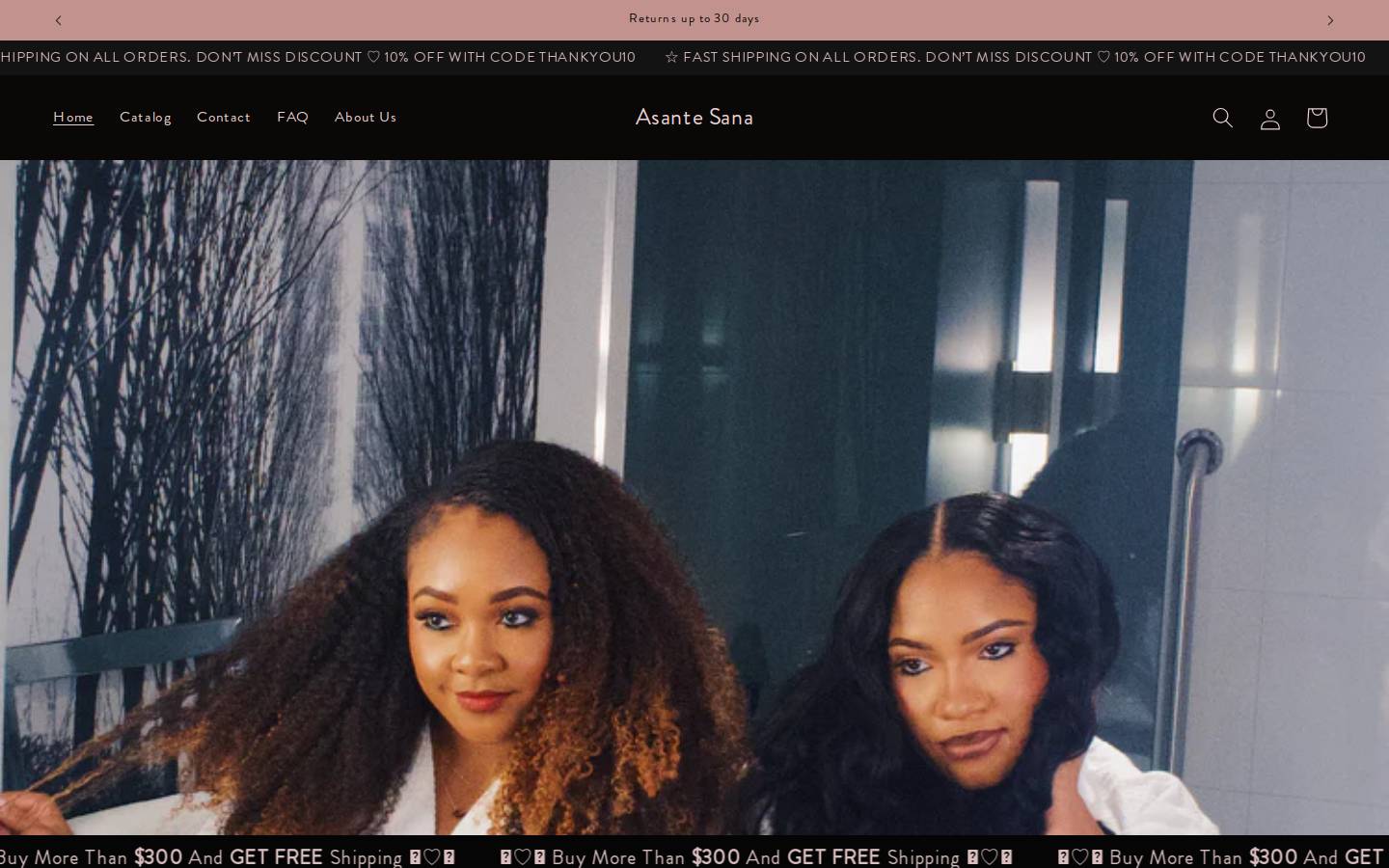 asantesanahair.com homepage screenshot