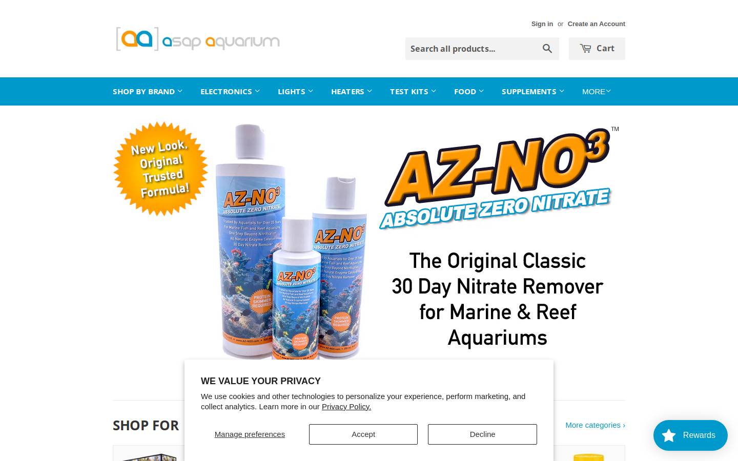 asap-aquarium.com homepage screenshot