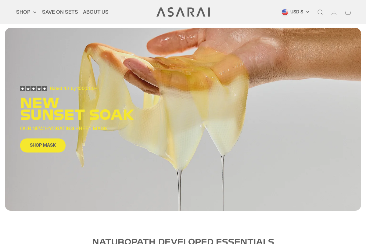 Asarai homepage screenshot