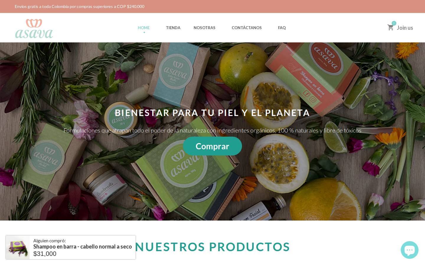asavanatural.com homepage screenshot