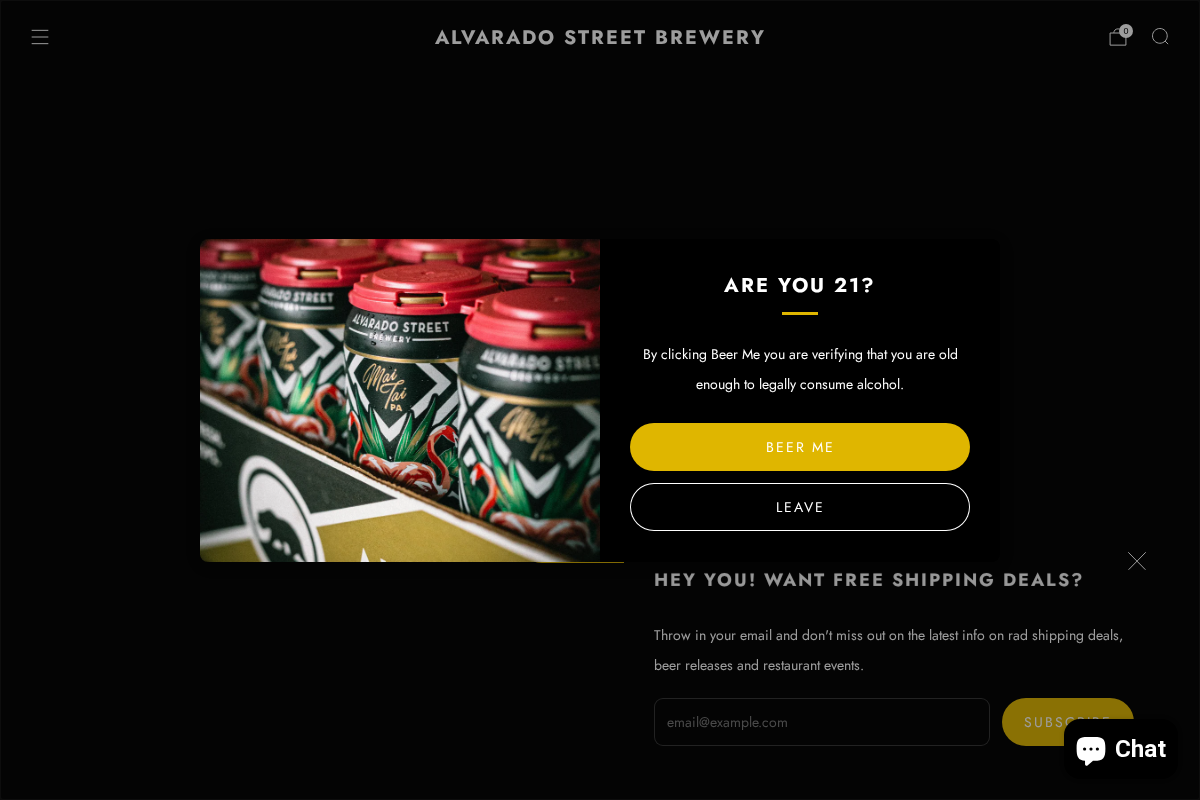 Alvarado Street Brewery homepage screenshot