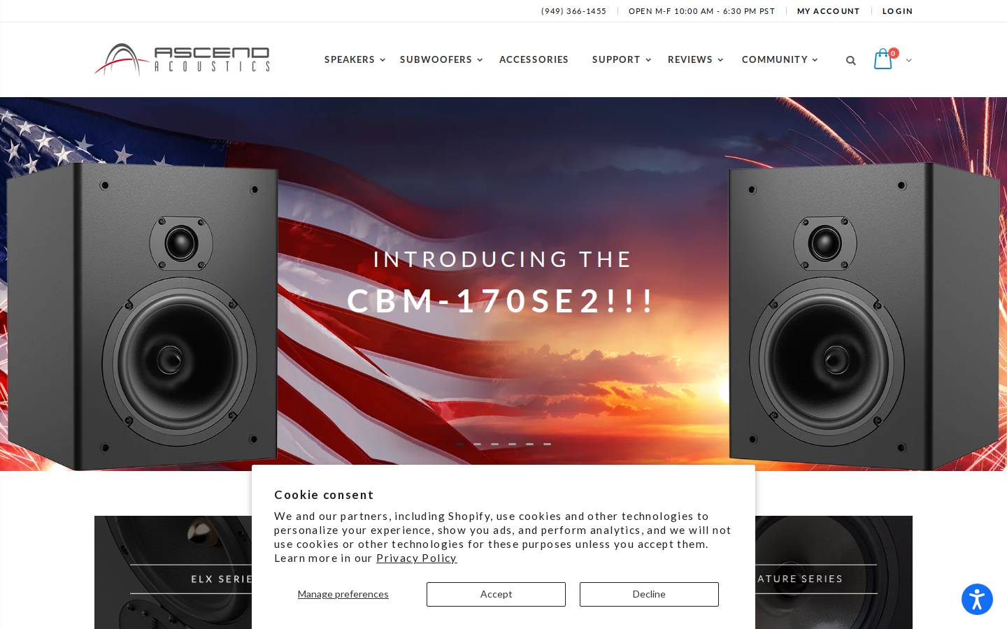ascendacoustics.com homepage screenshot