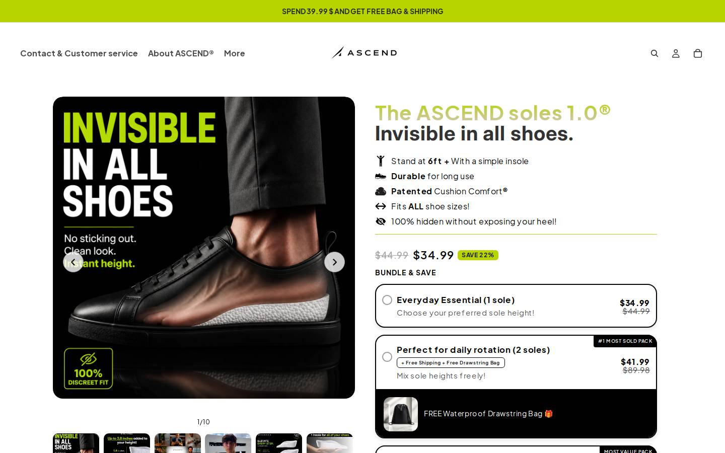 ascendsoles.com homepage screenshot