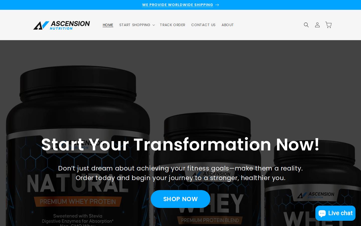 ascension-nutrition.com homepage screenshot