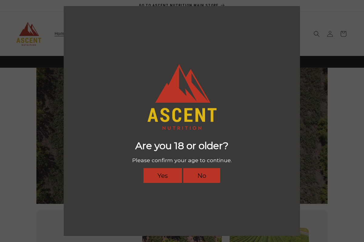 Ascent Nutrition Hemp homepage screenshot
