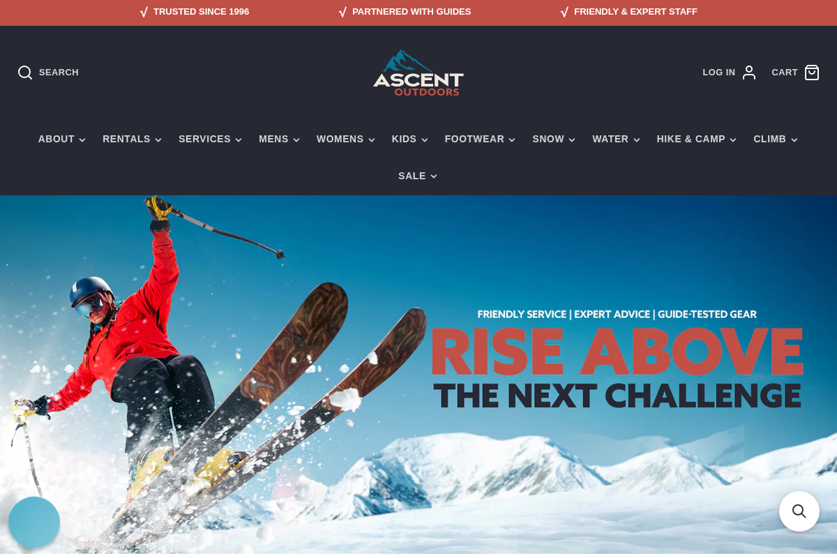 ascentoutdoors.com homepage screenshot