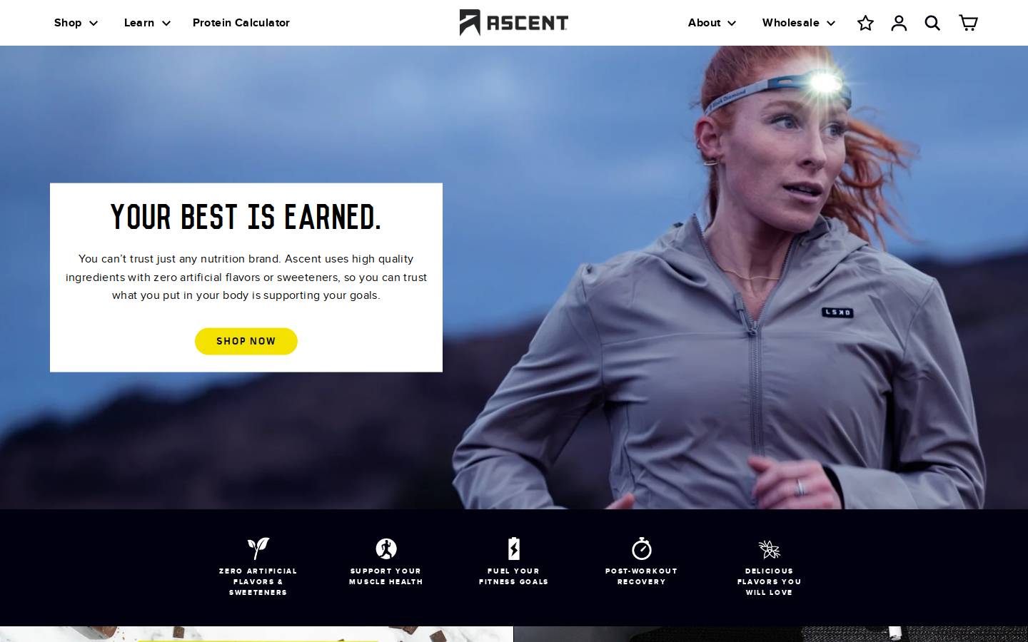 ascentprotein.com homepage screenshot