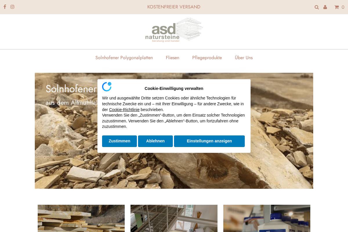 asd-natursteine.de homepage screenshot