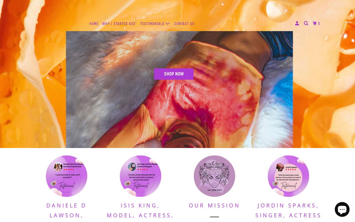 asehairbutter.com homepage screenshot