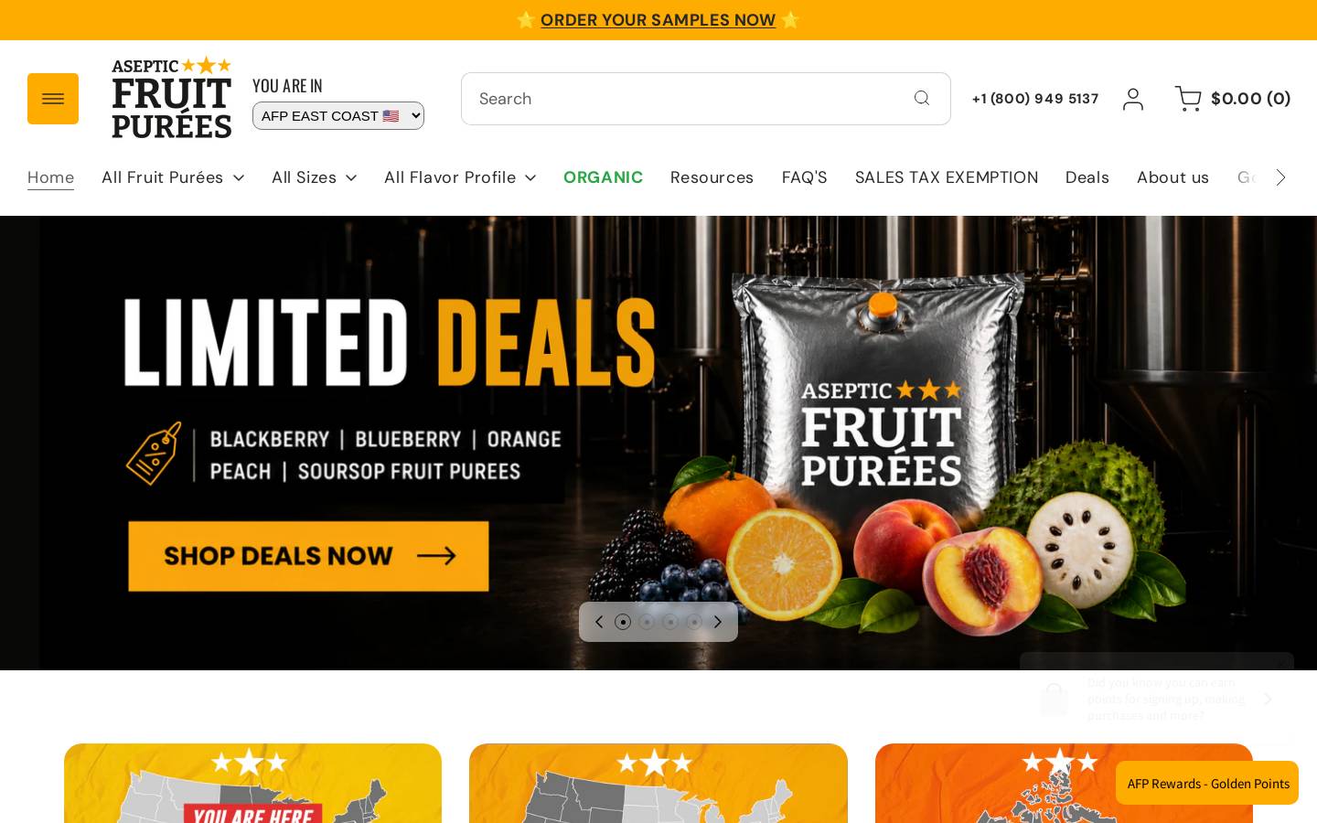 asepticfruitpurees.com homepage screenshot