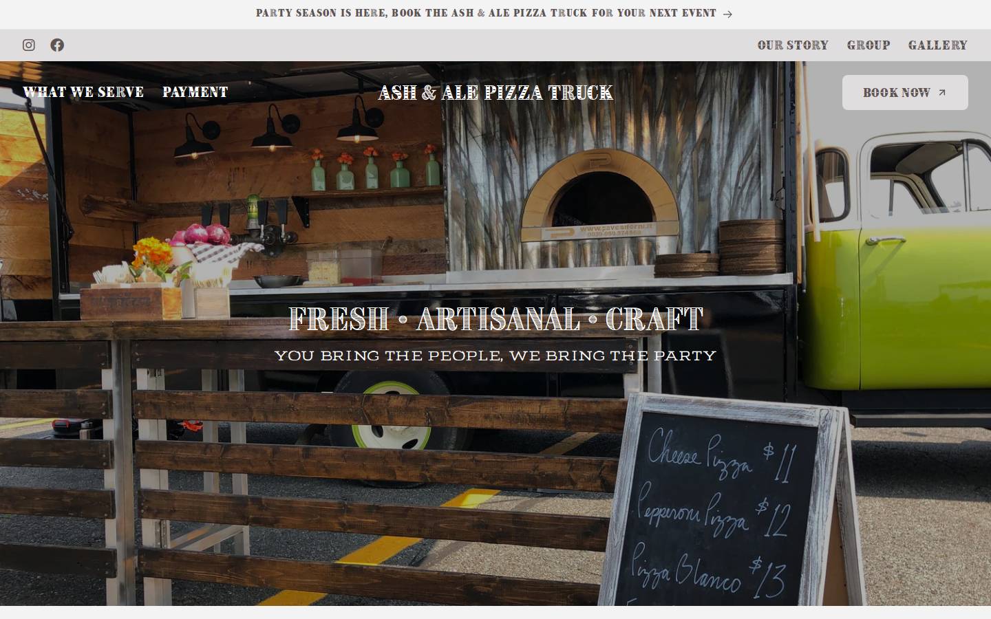 ashandaletruck.com homepage screenshot