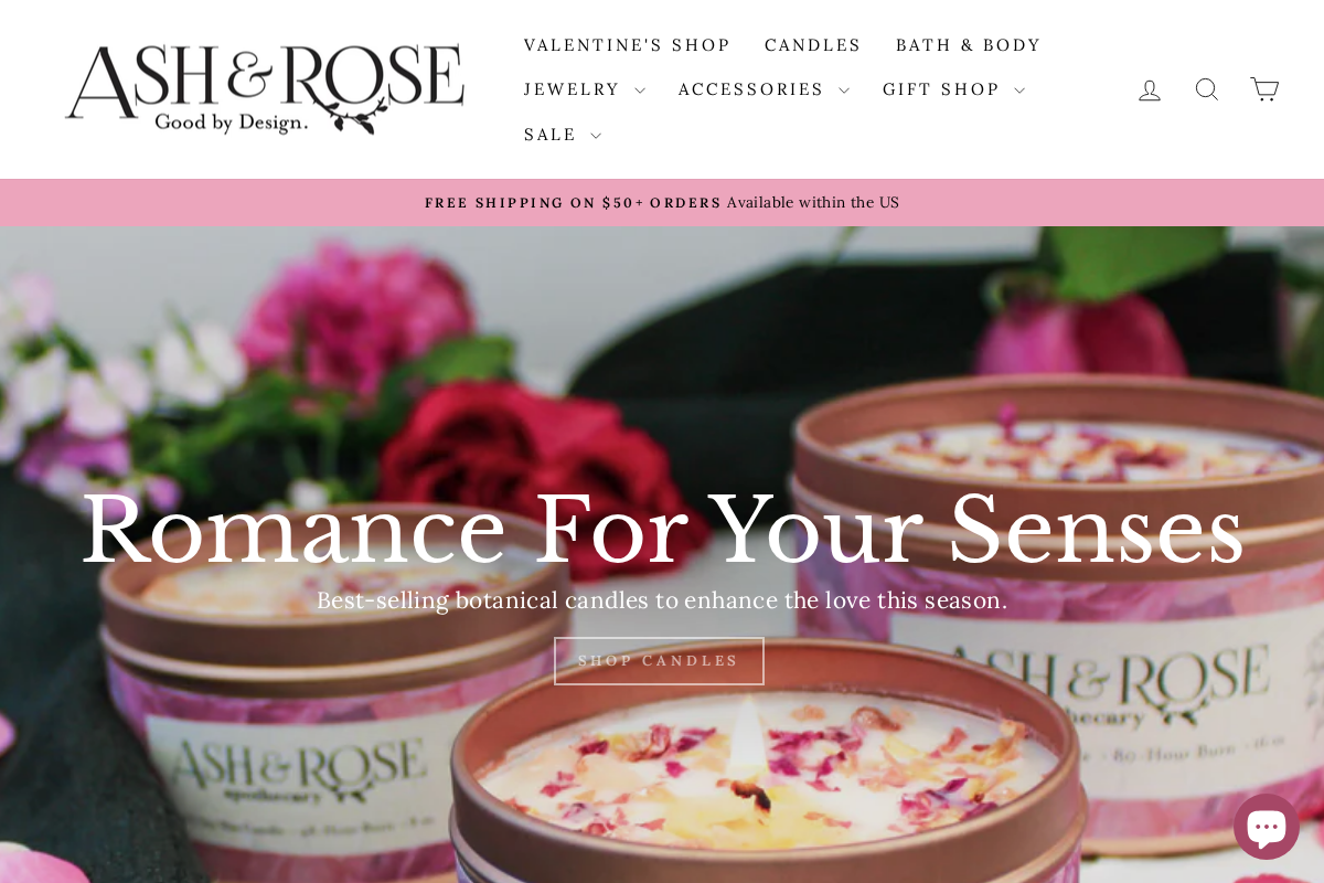 Ash & Rose homepage screenshot