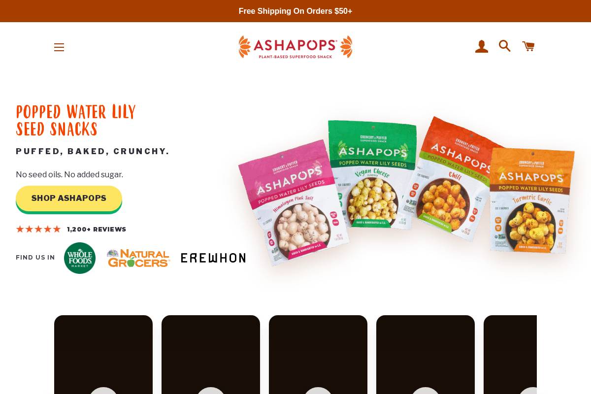ashapops.com homepage screenshot