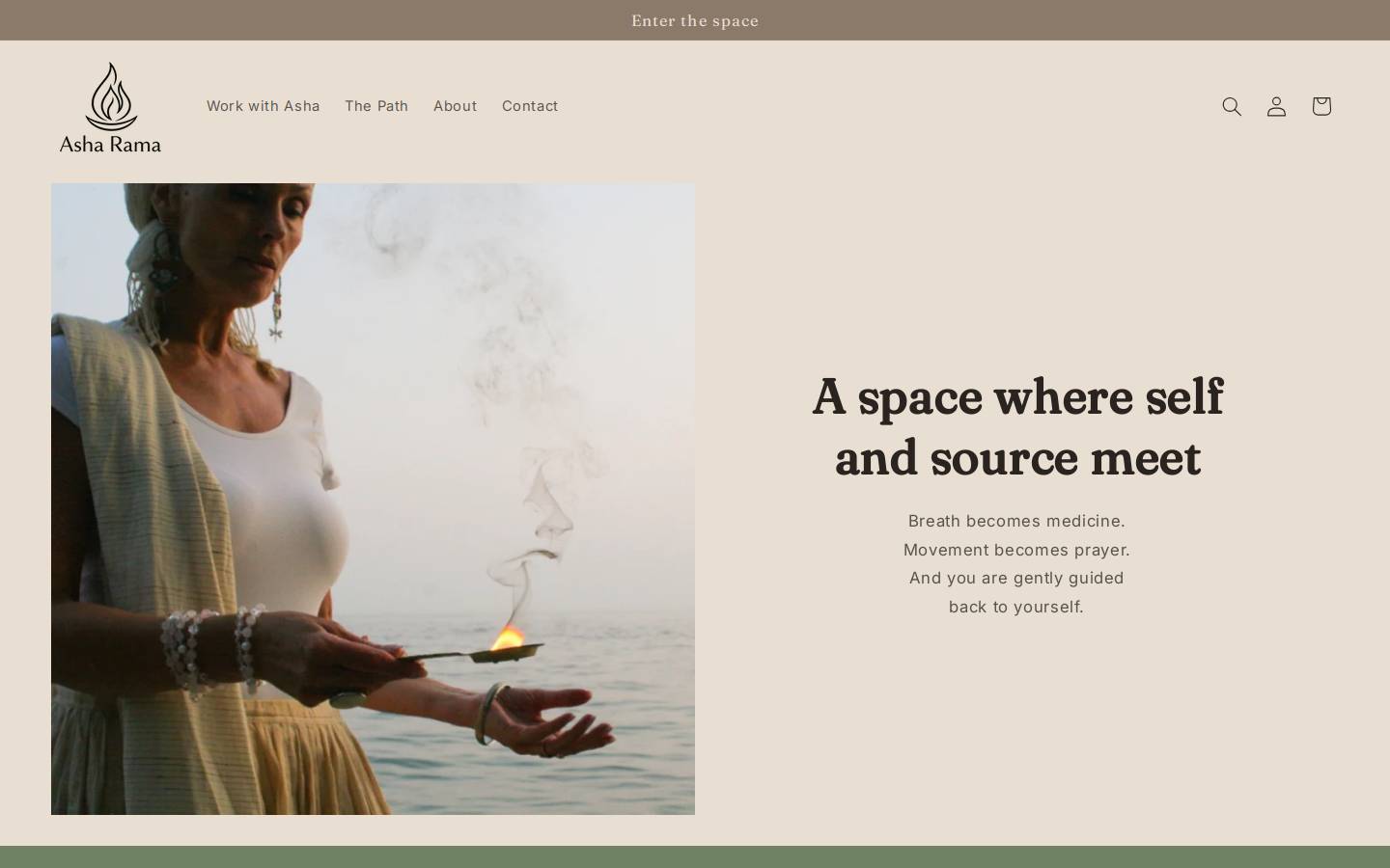 asharama.ca homepage screenshot