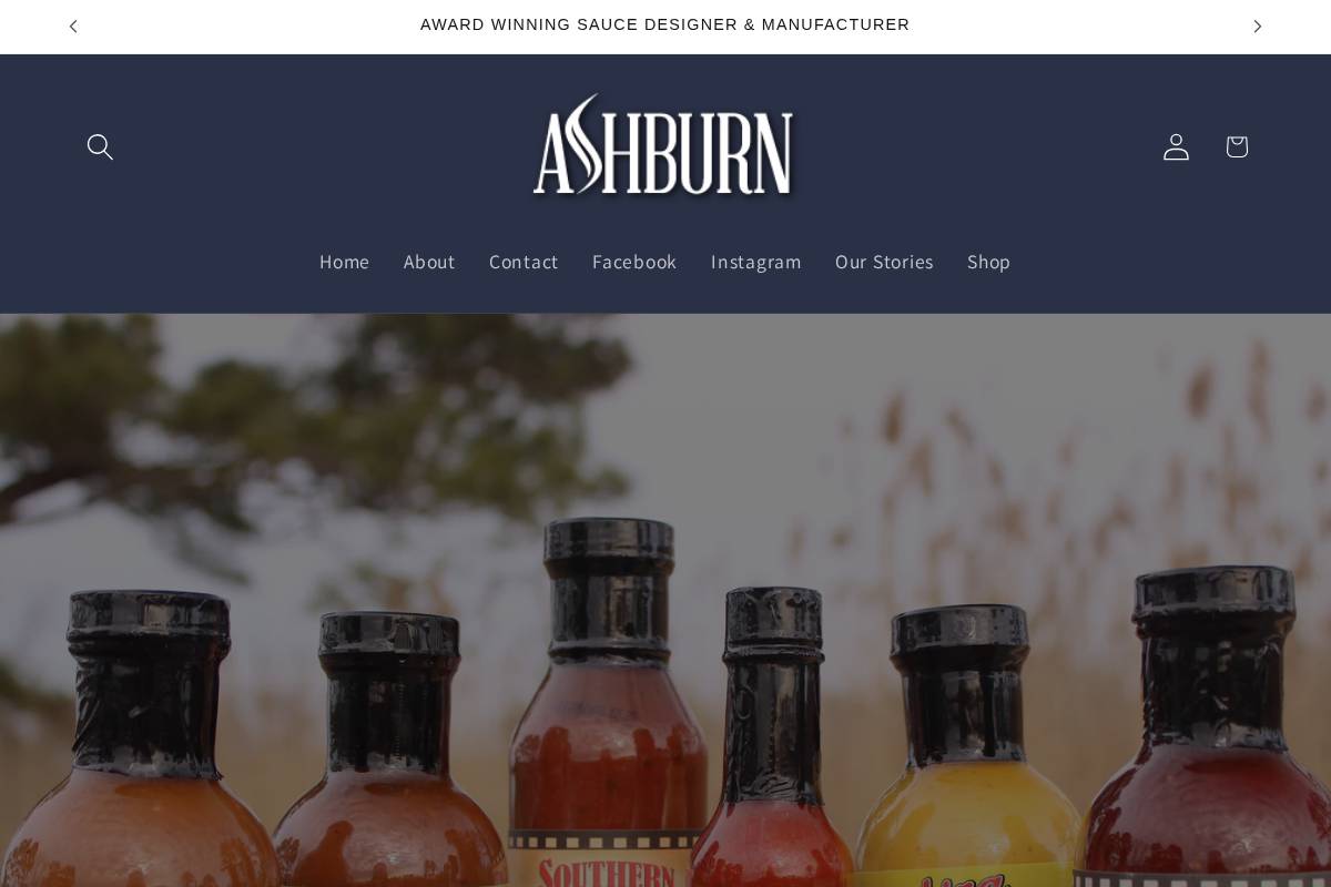ashburnsauce.com homepage screenshot