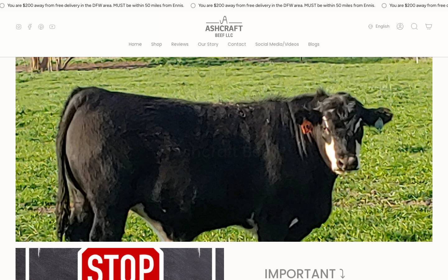Ashcraft Beef LLC homepage screenshot