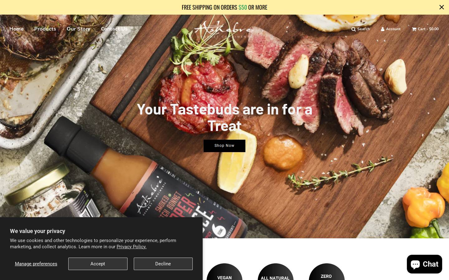 ashebregourmet.com homepage screenshot