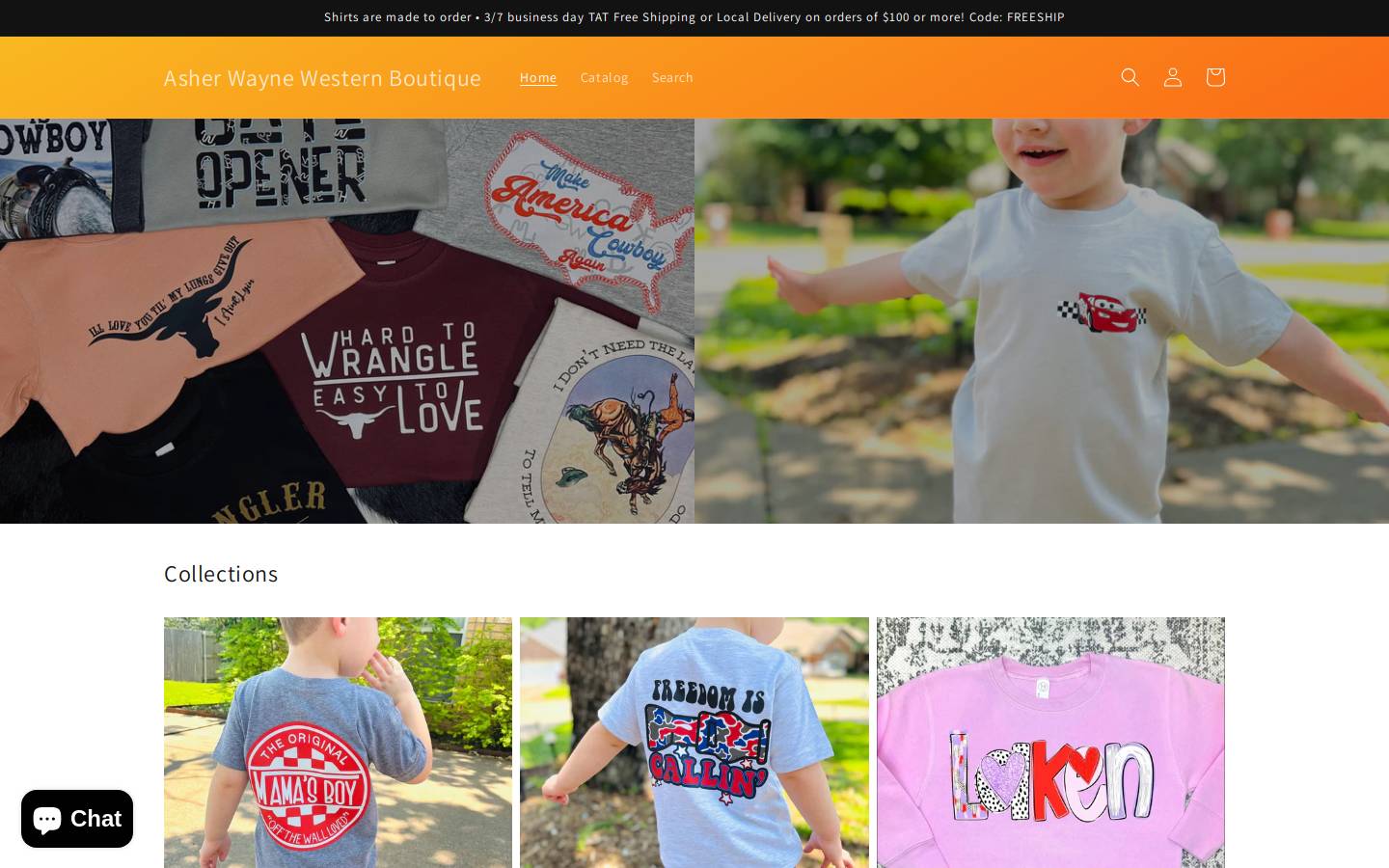 asherwaynewesternboutique.com homepage screenshot