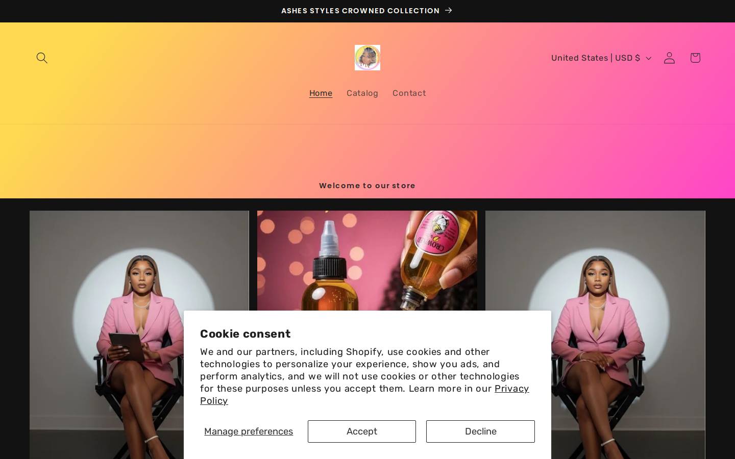 ashesstyles.com homepage screenshot