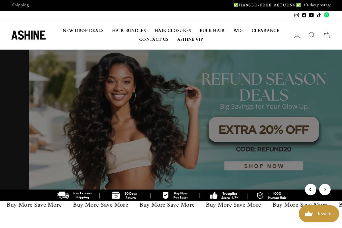 Ashinehair homepage screenshot