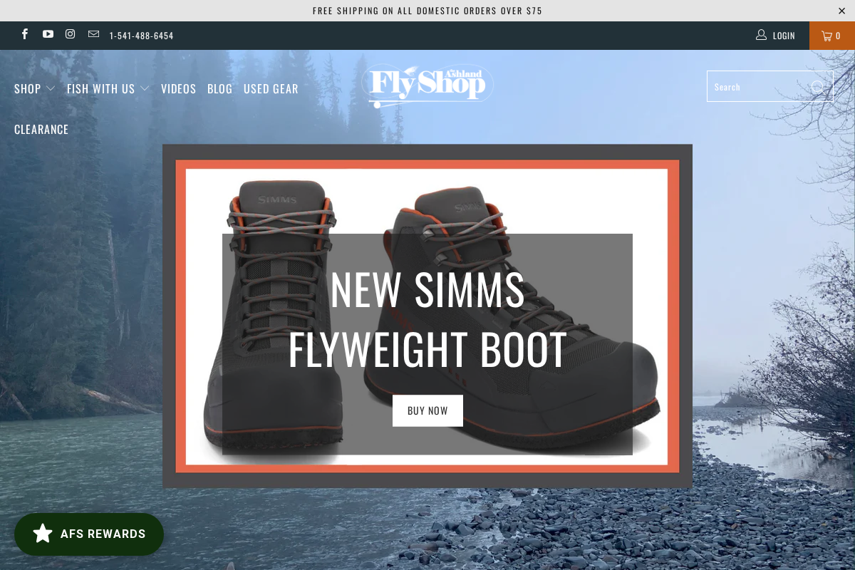 ashlandflyshop.com homepage screenshot