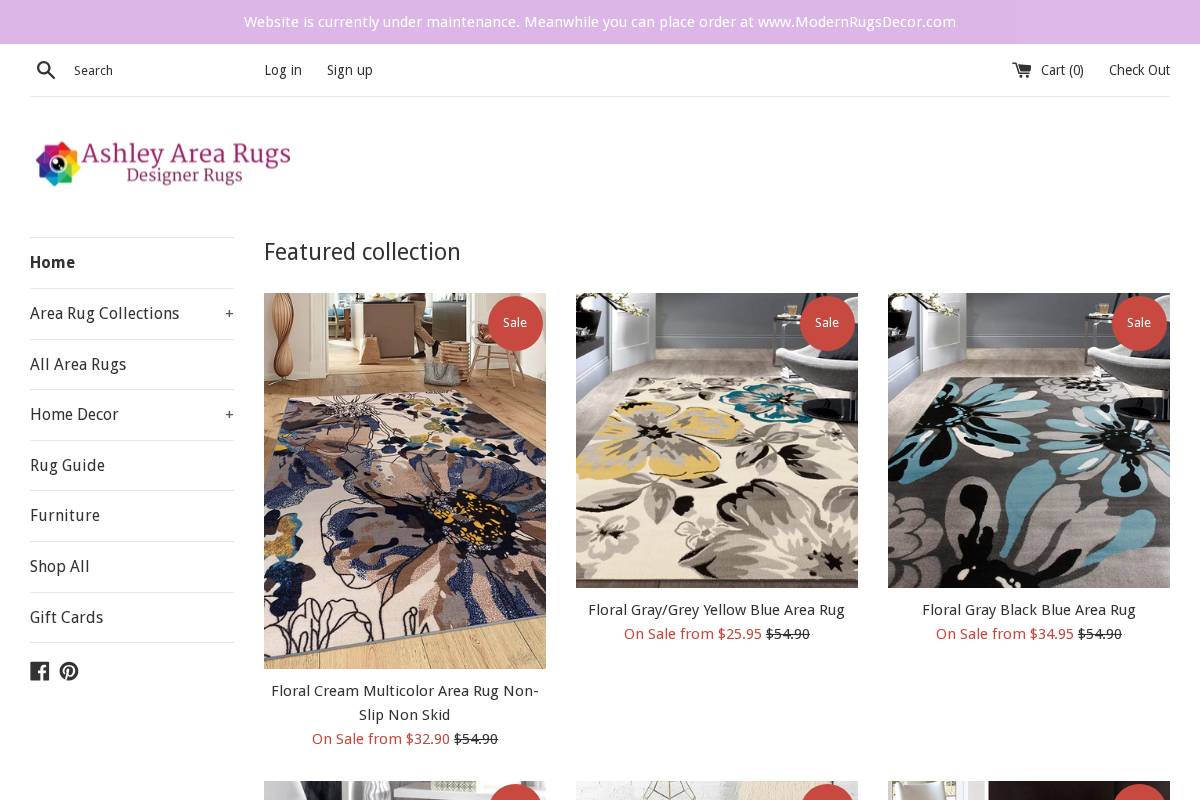ashleyarearugs.com homepage screenshot