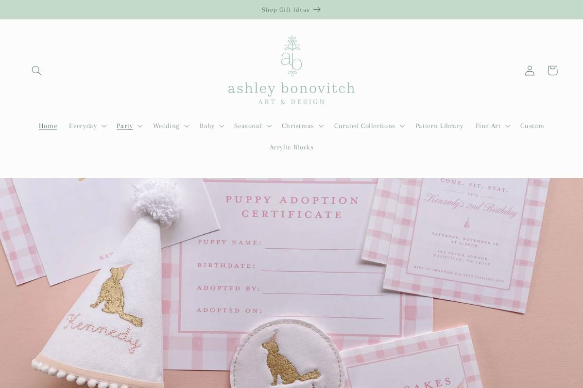ashleybonovitchart.com homepage screenshot