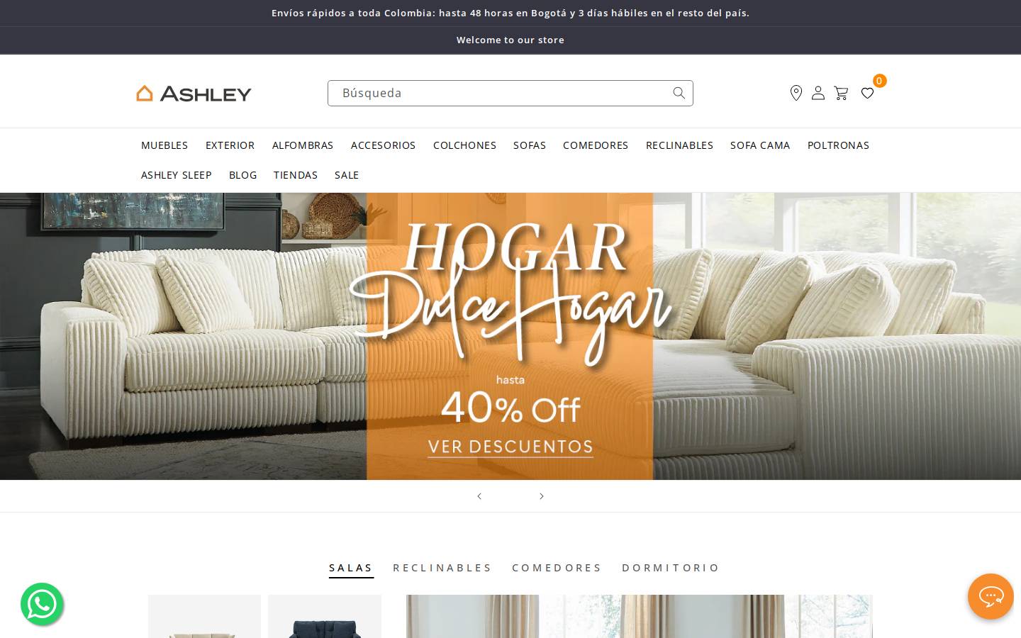 ashleycolombia.com homepage screenshot