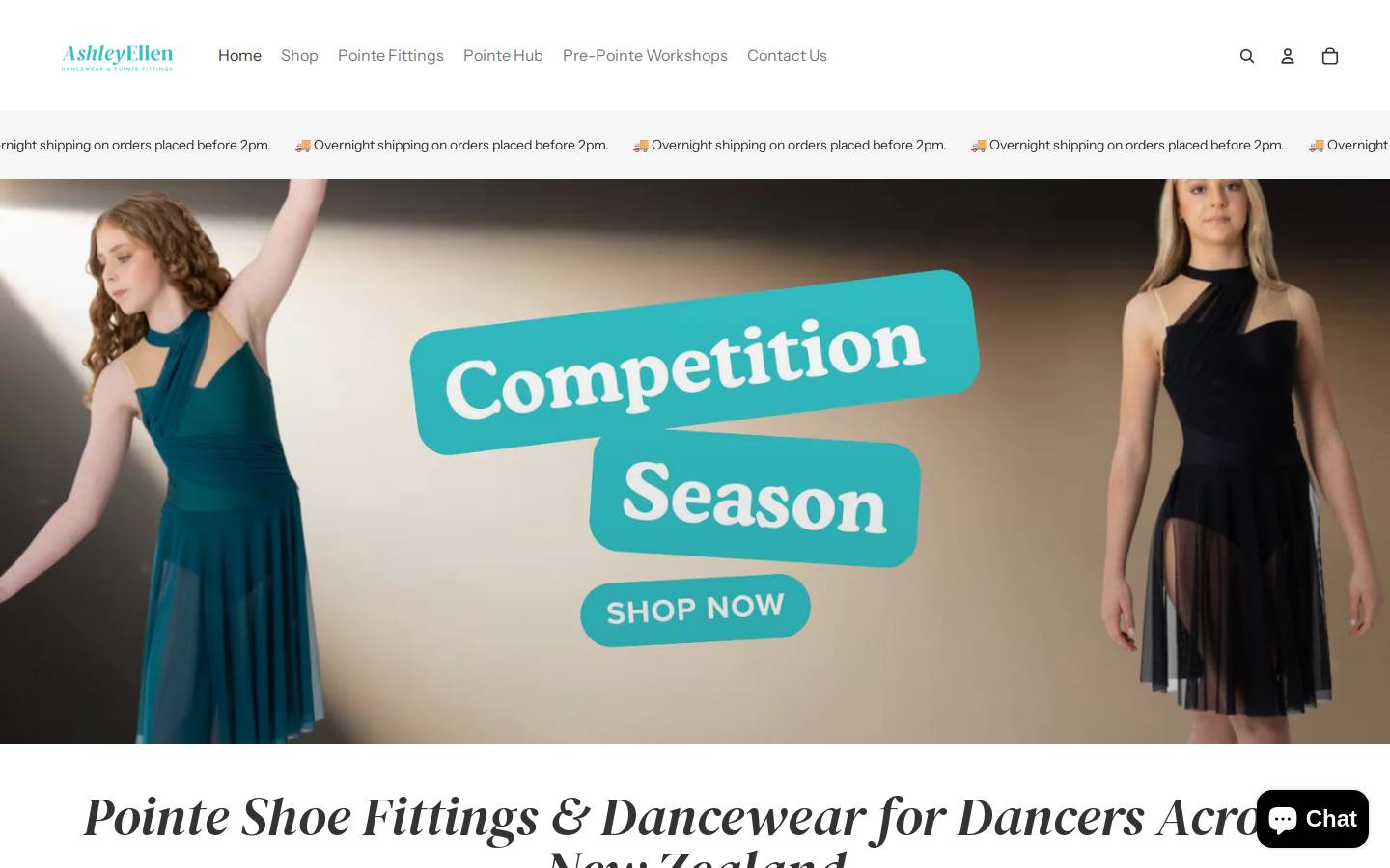 ashleyellendance.com homepage screenshot