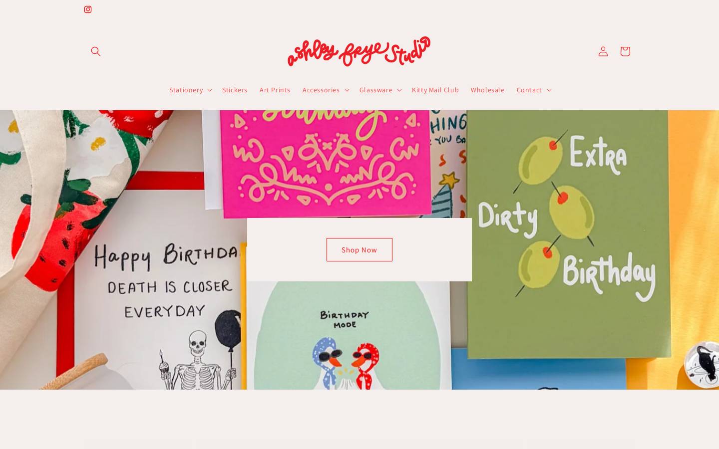 ashleyfryestudio.com homepage screenshot