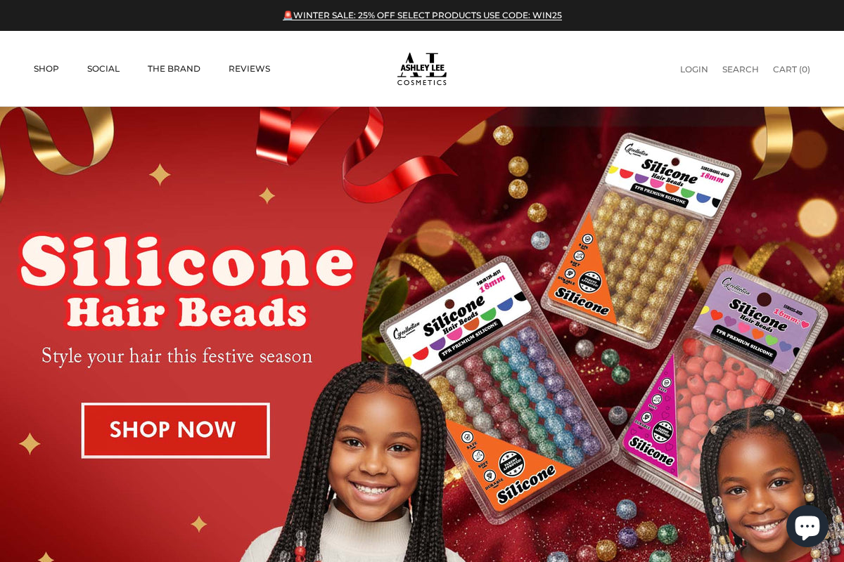 Ashley Lee Cosmetics homepage screenshot