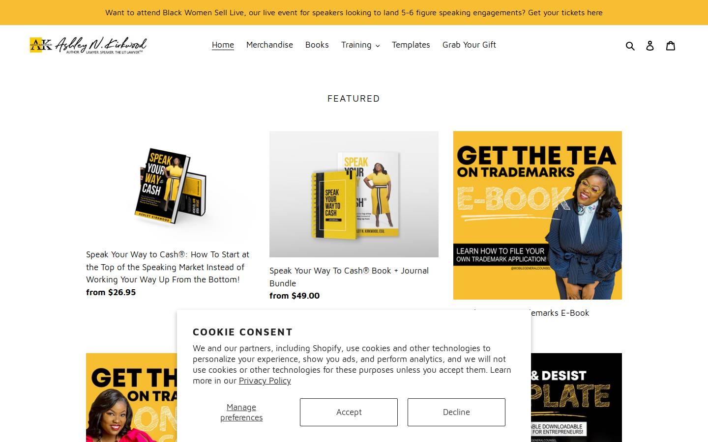 ashleynicolekirkwood.shop homepage screenshot