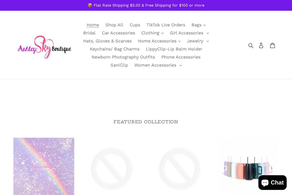 ashleyskyboutique.com homepage screenshot