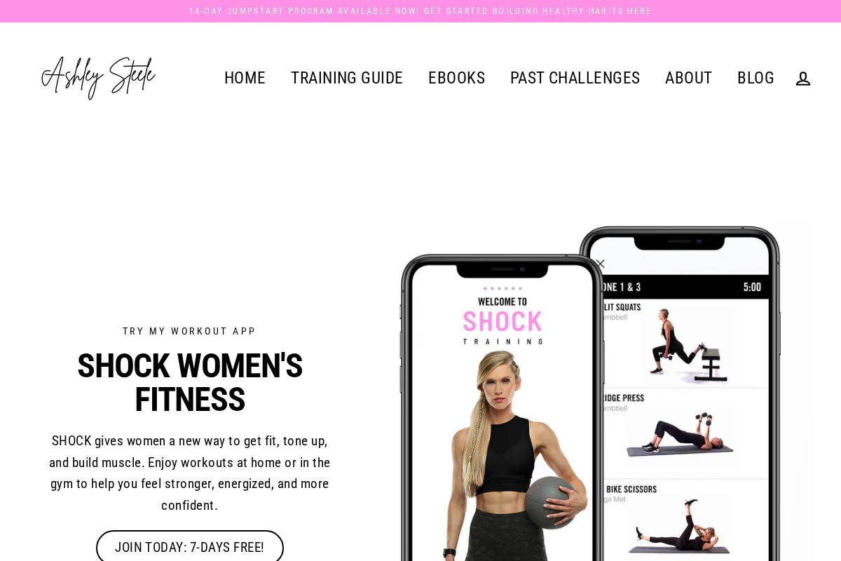 ashleysteele.com homepage screenshot