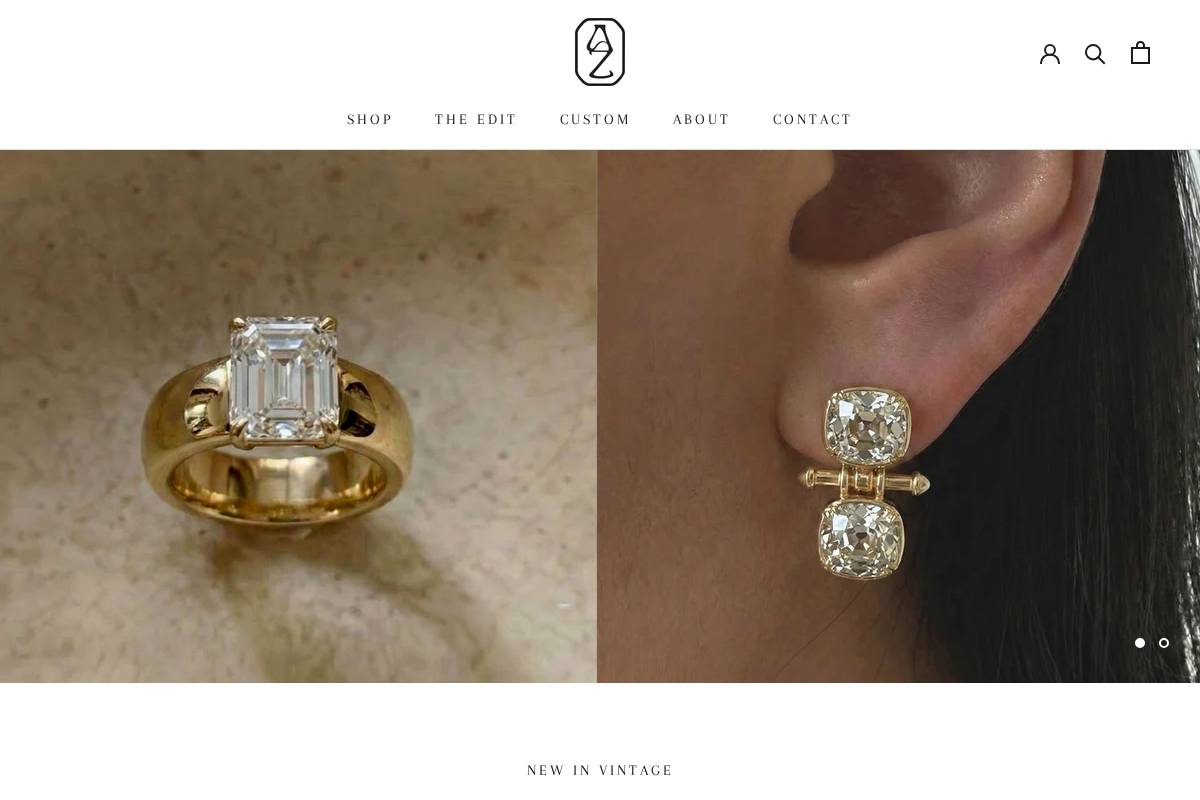Ashley Zhang Jewelry homepage screenshot