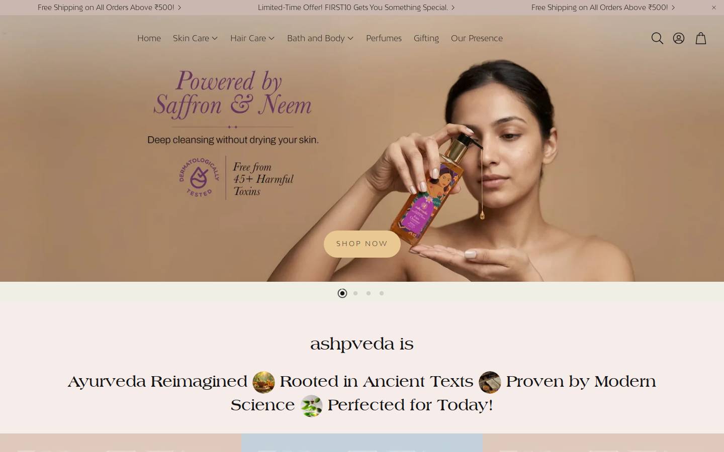 Ashpveda - Ayurvedic Beauty & Wellness Products homepage screenshot