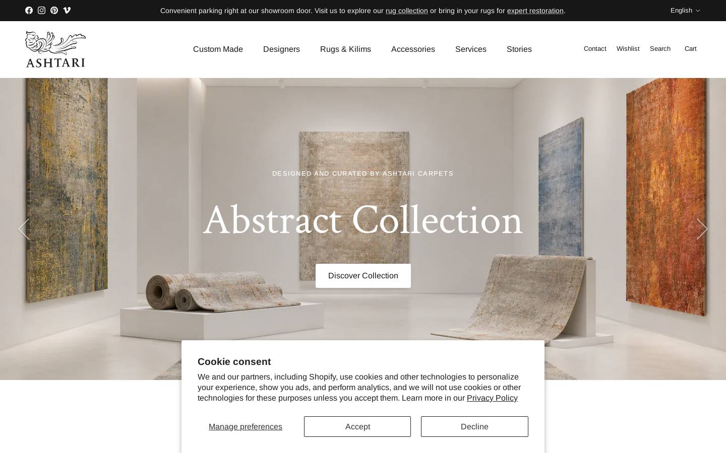 ashtaricarpets.com homepage screenshot