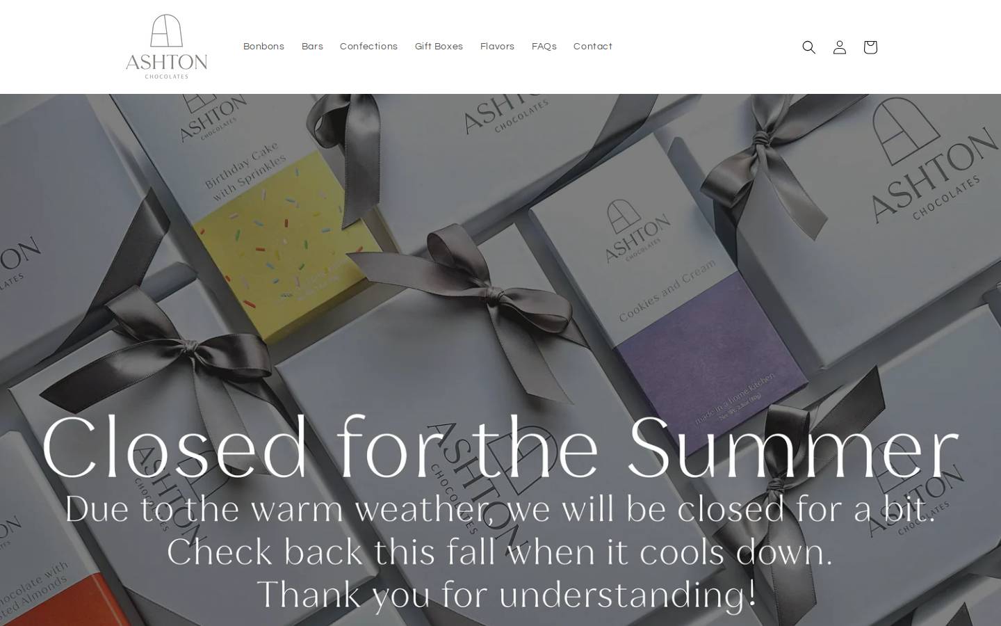 ashtonchocolates.com homepage screenshot