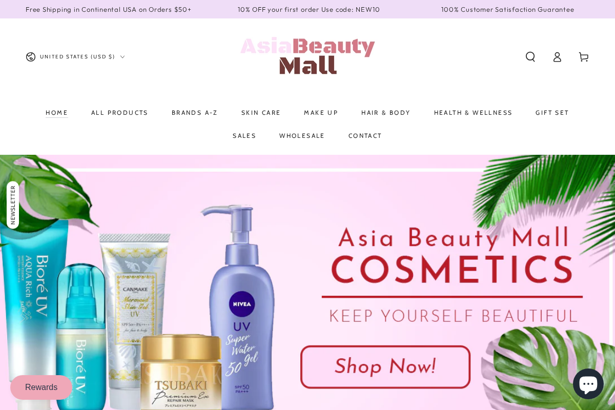 AsiaBeautyMall homepage screenshot