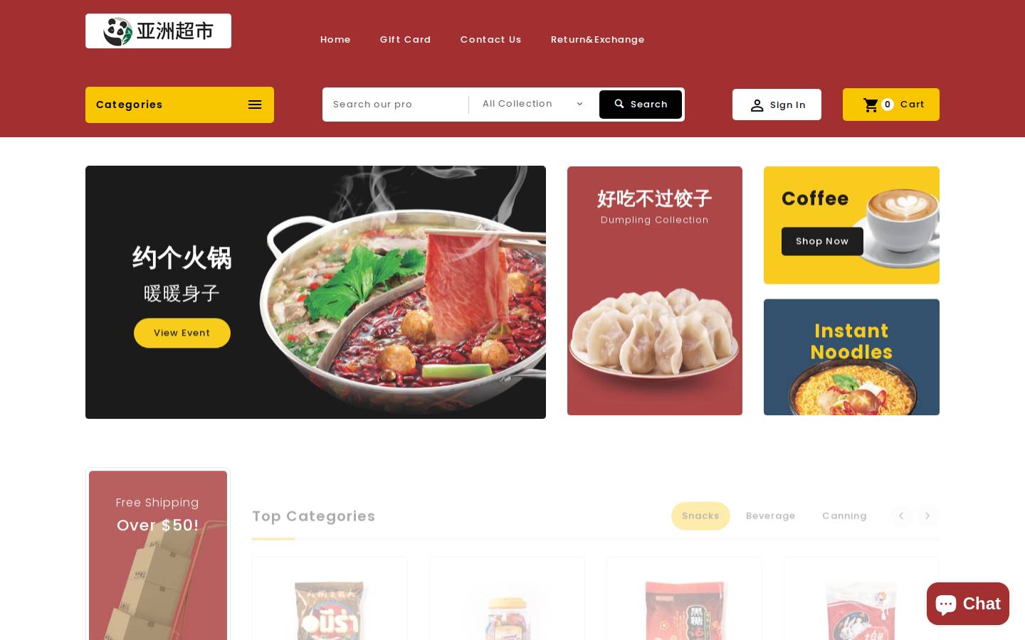 asiafoodmarket.com homepage screenshot
