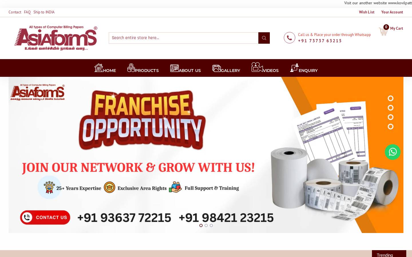 asiaforms.com homepage screenshot