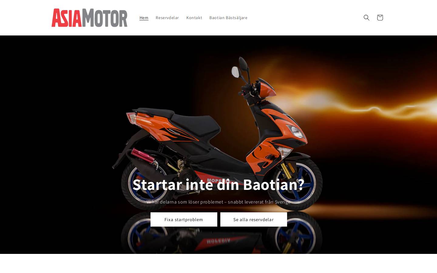 asiamotor.se homepage screenshot