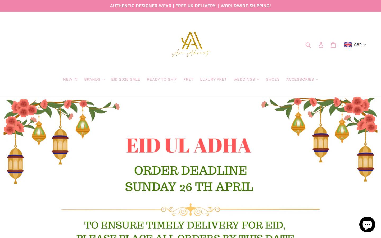 Asianadornments homepage screenshot