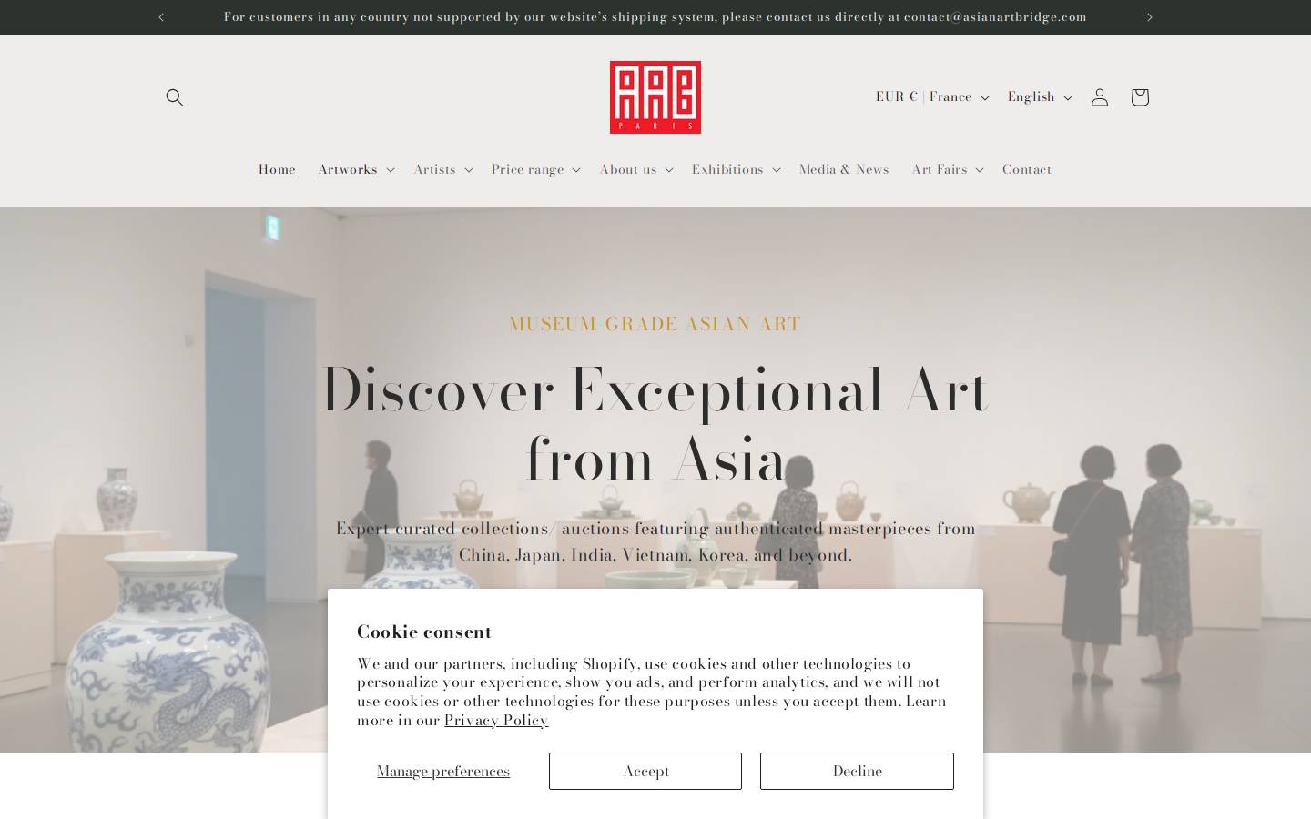 asianartbridge.com homepage screenshot
