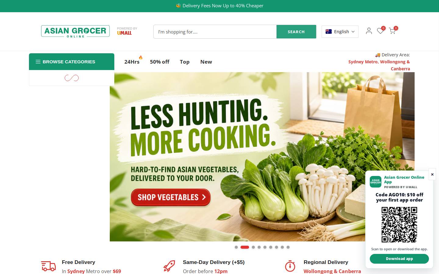 Asian Grocer Online homepage screenshot