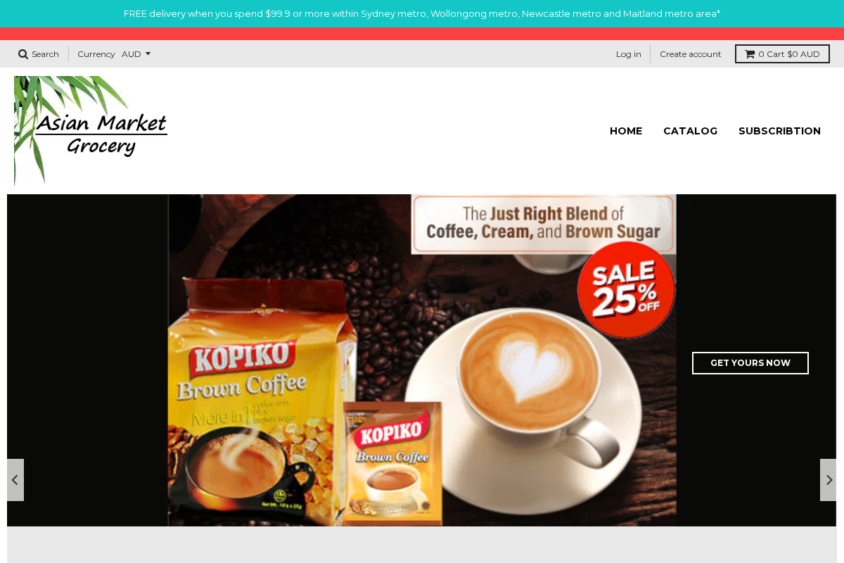 Asian Market Grocery homepage screenshot