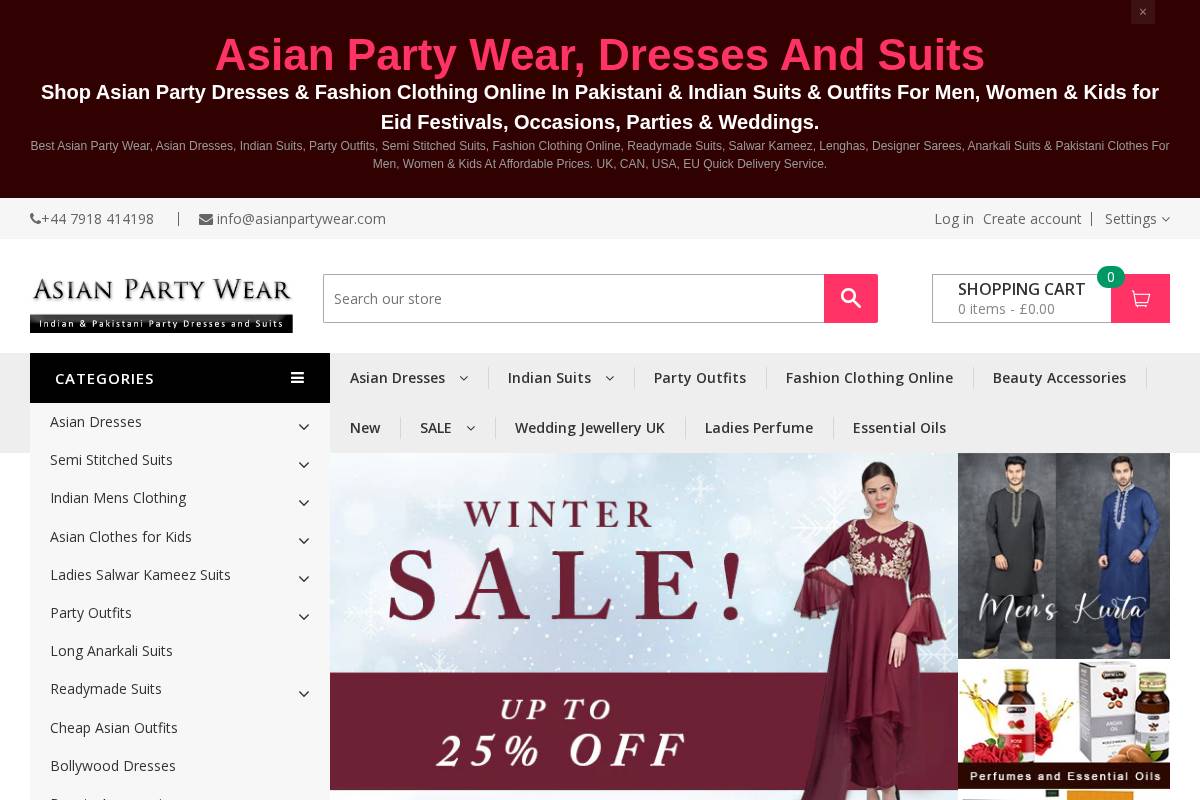 asianpartywear.com homepage screenshot
