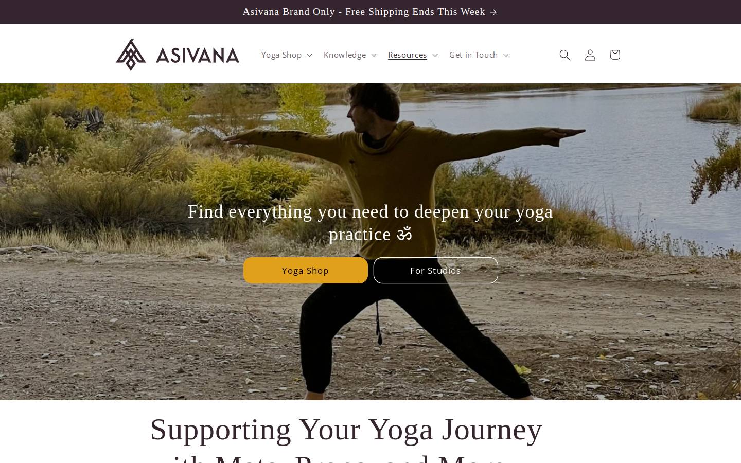 Asivana Yoga homepage screenshot